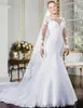 2022 Luxury Crystals Mermaid Wedding Dresses Long Sleeves Illusion Lace Applique paljetter Custom Made Plus Size Wedding Gown Vestid3810111