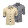 Chemises décontractées pour hommes Slim Fit Chemise à manches longues Revers moderne Hommes Colorblock Plaid Print Spring pour Streetwear