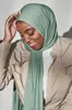 イスラム教徒の女性高品質ジャージーヒジャーブマーセル化綿インスタントヘッドスカーフイスラム純粋な色汎用ファッションターバン240314