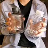 Cute Water Bottle For Girls Kawaii 650ML Small Bucket Cup Creative Simple Letter Plastic Waterbottles Items 240320