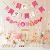 Party Decoration 3pcs Pink Banner Happy Birthday Letter Adults Kids Decor Po Props Garlands