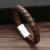 Pulseira de couro trançado vintage fivela magnética pulseiras pulseira punho moda jóias