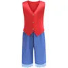 Halloween Boys Pirate King clothes sets children cosplay party performance outfits kids red vest tops with tassel half shorts 2pcs Z4306