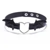 Wings Love Heart Choker Naszyjnik Choker Naszyjnik Wampir czarna skórzana bransoletka dla kobiet biżuteria modowa