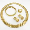 Bangle Dubai 18K Gold Gold Biżuteria Zestawy biżuterii dla kobiet naszyjnik kubański naszyjnik bransoletki Zestaw biżuterii