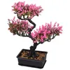 Flores decorativas decoração do escritório planta em vaso artificial bonsai estátua decorar decorações falso adornos de mesa vegetação vermelho falso plantas falsas