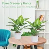 Flores decorativas 2pcs plantas de palma em vaso artificial falsas com vaso cinza falso para sala de estar quarto escritório decoração interna