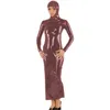 Robes décontractées Wetlook PVC à capuche à manches longues sexy gaine robe avant fermeture éclair moulante fête nouveauté cosplay clubwear dames soirée 7xl