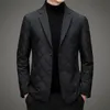 Costume chaud pour hommes, haut de gamme, mode hiver 2023, costume rembourré en coton, manteau d'affaires slim décontracté, blazer à simple boutonnage, 240307