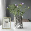 Vaso de prata nórdico criativo vaso de cerâmica flor arte luxo café modelo sala decoração moderna casa idéias presente 240311