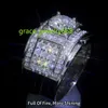 925 Sterling Silver 1,5 CT -runda snitt VVS Moissanite Main Diamonds Men Champion White Gold Plated Rings