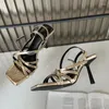 Sandals Women Fashion Brand Narrow Band Flip Flops Gladiator Sandal Open Toe Thin High Heel Sandalia Gold Sliver Party Mujer