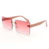 Sunglasses Fashion Clip Rimless Women Trendy Rectangle Sun Glasses Summer Traveling Retro Shades UV400