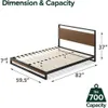 Другие постельные принадлежности Каркас кровати на платформе из бамбука и металла 37 дюймов без пружинной коробки / деревянная опора / легко собирается без полок Y240320