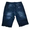 Summer Denim Shorts For Men Loose Fit Hip Hop Distressed Ripped Wide Leg Mens Cropped Pants Short Jeans Oversize 240308