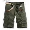 Men's Shorts Summer Men Safari Style Shorts Outdoor Sports Multi-Pocket Solid Five-Point Shorts Y240320