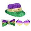 Bérets Mardi Gras Accessoires De Costume Chapeau Nœuds Cravates Lunettes Fête À Thème Cirque