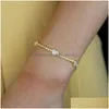 Bangle Minimal Delicate Jewelry White Purple Pink Thin Tennis Cz Chain Pastel Colorf Elegance Women Gold Filled Lover Gift Bracelet Dhqk3