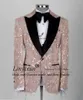 Garnitury męskie glitter cekin groom Wedding Wedding Tuxedos szczyt lapel mężczyzn 3 sztuki zestawy kolacja męska bal