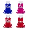 Bambini Ragazze Cheerleader Uniforme Vestito Senza Maniche Crop Top Gonna A Pieghe Set Studente Studentesse Carnevale Sport Fancy Dress 240305