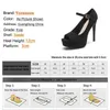 Klänningskor Kvinnor Summer Suede Office Pumps Square Head Black Party Female Peep Toe Platform High Heels 12cm Buckle Strap Design H240325