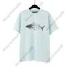 Tik Tok Influencer Samma designer Brand Pure Cotton Broken Tailed Shark Lokaltryck Mens och kvinnor Kort ärm Löst och mångsidig rund hals T-shirt