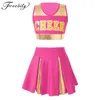 Kids Girls Cosplay Cheerleading Costume Cheerlead Uniformer Cheer Printed Clothes Set For Dancing Competition Barn Dancewear 240305