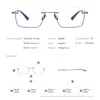 FONEX Pure Glasses Frame Men Semi Rimless Square Prescription Eyeglasses Mens Myopia Optical Frames Eyewear DTX416 240313