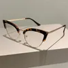サングラス2024ビンテージキャットアイグラスフレームスタイリッシュなセミメタルリムアイーウェアトレンディブランドデザイン非処方眼鏡