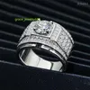 925 Sterling Silver 1,5 CT -runda snitt VVS Moissanite Main Diamonds Men Champion White Gold Plated Rings