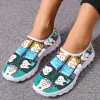 Flats INSTANTARTS Funny Cartoon Teeth Print Women Summer Mesh Shoes White Soft Sole Brand Slip On Casual Sneakers Zapatos Planos