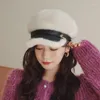 VISURE INVERNE Beret per pelliccia calda per donne Cap di visone Fashion Trend casual coreano inverno a prova di pecora vera qualità originale