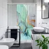 シャワーカーテンはバスルームセットのために大理石を停止します12フックの水彩抽象インクペイント付きカラフルな生地