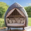 Camp Furniture Outdoor Round Bed Courtyard Swimming Pool El Holiday Leisure Bird Nest Rattan Sofa With Awning