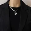 Hanger Kettingen Zwart Wit Taoïsme Yin Yang Ronde Charme Kralen Faux Parel Tai Chi Choker Ketting voor Mannen Vrouwen Bescherming geluk Sieraden GeschenkenL2403L2403