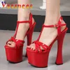 Dress Shoes 18CM Super High Heels Chunky Heel Summer New Buckle Strap Platform Sexy Party Women Nightclub Stripper Walk Show Sandals17RN H240321