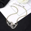 Top quality Designer Pendant Necklaces Double Letter Clogo Gold Crysatl Pearl Sweater Necklace Women Party Cclies Chokers Jewerlry 567