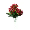 Decorative Flowers Fruit Plant Realistic Artificial Branch With Green Leaves Stem Faux Golden Ball Decoration For Year