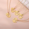 Anhänger Halsketten Herz Blume Initial Frauen Mädchen Edelstahl Gold Farbe Ästhetische Brief Choker Halskette Alphabet Schmuck Geschenk