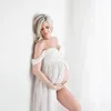 Mother Maternity Dresses for Po Pography Prop Pregnancy Dress Off Shoulder Lace Mesh Sheer Split Long Maxi 240309