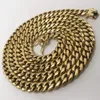 10 mm Męskie Miami Cuban Link Bransoletka Zestaw łańcucha 14 -karatowego złotego stali nierdzewnej