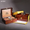 Cases Customizable High Grade Baking Varnish Surface Brown Watch Box Grey Watches Case Boxes for Gift Jewlery Organizer