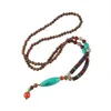 Pendentif Colliers Vintage Népal Long Bouddhiste Mala Bois Collier De Perles Ethnique Bohème Bourquoise Bijoux Chanceux Pour Femmes Hommes