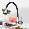 Rubinetti da cucina Rubinetto monocomando girevole a 360° per lavabo Miscelatore acqua fredda e miscelatore Torneira Nero cromato lucido Montaggio su piano