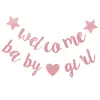 Party Decoration 1Set Baby Shower Welcome Girl Bunting Hanging Decor