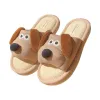 Slippers Cute Home Slipper for Womens Funny Lovely Cartoon Dog Winter Plush House Linen Shoes Slides Female Girls Family Slippers