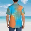 Chemises décontractées pour hommes Chemise de plage bicolore abstraite Hommes stylisés orange et bleu ciel été manches courtes design vintage chemisiers surdimensionnés