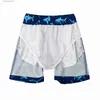 Pantaloncini da uomo 2023 Pantaloni da spiaggia per bambini con stampa animalier blu elasticizzati Y240320