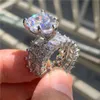 قطرة المياه 8ct Sona CZ Ring مجموعات S sterling Sier خطوبة حلقات الزفاف خواتم للنساء الرجال مجوهرات الحفلات خمر