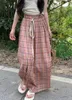 Spódnice Lucyever vintage y2k kratę kobiety harajuku streetwear sznurka długa spódnica kobieta letnia elastyczna lini